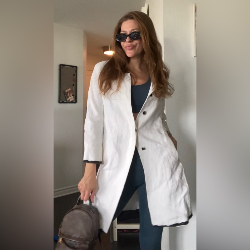 Weekend MaxMara White Linen Women's Coat